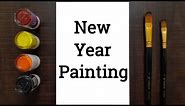 New year painting for beginners - step by step | Happy new year painting with poster colours.