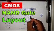 cmos NAND Gate layout design | CMOS VLSI Mask Layout