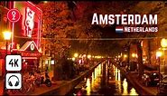 🇳🇱 AMSTERDAM at Night 🍹 Walking Tour [4k 60fps] Street Walk | City Tour | Red Light District