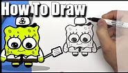 How To Draw a Cute Cartoon Spongebob- EASY Chibi - Step By Step - Kawaii