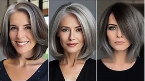Grey Hair Cuts Over 50 Short Grey Hair Ideas Grey Curly Hair Grey Bob Hairstyles Gray Hair Highlight