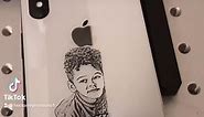 Engraving image on iPhone back glass for decoration ONLY . DO NOT TRY THIS !