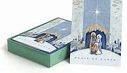 Masterpiece Nativity Christmas Cards / 16 Boxed Religious Holiday Cards With Blue Envelopes / 5 5/8" x 7 7/8" Folded Christian Holy Family Holiday Greeting Cards With Inside Verse
