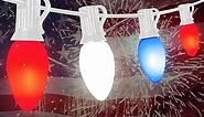 4th of July Decorations Lights Outdoor, 25Ft Red White and Blue String Lights with 25 C7 LED Light Bulbs, Plug in Patriotic Lights for Indoor Independence Day Party Memorial Day