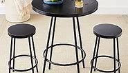 Best Choice Products Bistro Dining Set 3 Piece, Modern Round Counter Height Pub Table, Compact High Top with Bar Stools Pub Dining Set for Kitchen, Breakfast Room - Black