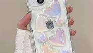 Compatible for iPhone 14 Pro Max 3D Holographic Butterfly Clear with Design Aesthetic Women Girls Glitter Pretty Crystal Sparkle Cute Transparent Phone Cases Shockproof Protective Cover