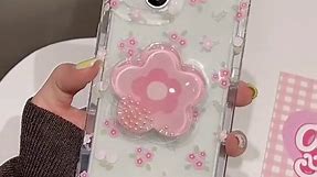 MQCRWFQ Pink Flower Holder iPhone Case Cute Floral Design for Phone 15 14 13 12 11 Pro Max Plus XS XR XSMAX Transparent Soft TPU Protective Clear Phone Cover for Women Girls(Pink, 11)