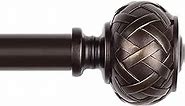 SZXIMU Curtain Rod 3/4 Inch Adjustable Drapery Rods for Windows with 3 Brackets,No sagging, Netted Texture Finials, 72-144"(6-12 ft), Bronze