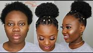 4C Natural Hair SPICED UP HIGH PUFF | Protective CRISS CROSS RUBBERBAND HIGH PUFF STYLE Tutorial