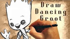 Draw Dancing Baby Groot - Simple Animation - Cartoony