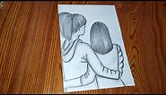 sister's Love | pencil sketch of Two sister's