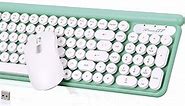 Wireless Keyboard and Mouse Combo, RaceGT Typewriter Keyboard Mouse Combo, 2.4G Silent USB Mouse, Quiet Cordless Cute Retro Keyboard Mouse Set, for Windows, Computer, Desktop, PC, Laptop, Green