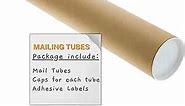 SAVUK Mailing Tubes with Plastic Caps Shipping Cardboard Blueprints Artwork Poster Kraft Extra Heavy-Duty Thickness Posters, Art Prints Multipurpose Documents Storing (1 Pack) 2x12 inch