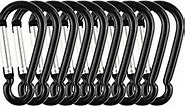 Swatom Aluminum Carabiner Clip 1.6/1.9/2.3/2.7/3.1 Inches Spring Snap Hook Keyring Carabiners Keychains Black (10P/20P)