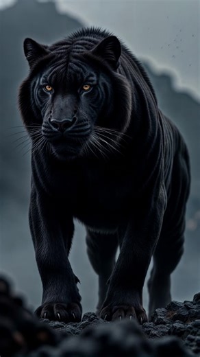 Majestic Colossal Black Tiger Live Wallpaper in Volcanic Middle-earth