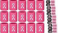 96 Pcs Breast Cancer Awareness Accessories Includes 24 Pink Ribbon Wristbands 48 Breast Cancer Awareness Face Tattoos 24 Pink Ribbon Pins for Charity Public Event Survivor Campaign Party Favors