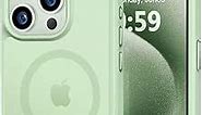 MOCCA Strong Magnetic for iPhone 15 Pro Case, [Compatible with Magsafe][13FT Military Drop Protection] Slim Translucent Matte Shockproof Case for iPhone 15 Pro Phone Case 6.1'', Light Green