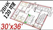 120 Gaj Plot Ka Naksha | 30x36 House Plan | 1080 sqft House Design | 30 by 36 Ka Naksha | 9x11 Meter