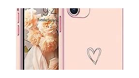 DOMAVER for iPhone 11 Case Luxury Cute Gold Heart for Women Girls, Full Camera Protector Shockproof Protective Corner Cover for iPhone 11 -Pink
