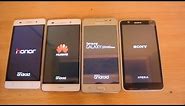 Samsung Galaxy Grand Prime vs Sony Xperia E4 vs Huawei Honor 4c vs Huawei P8 LIte - Which Is Faster?