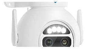 Hiseeu 4MP Security Camera,10X Zoom Dual-Lens Security Wireless Camera, 2 Ways Audio/ IP65 Waterproof,PTZ Outdoor Surveillance Camera Compatible with Alexa/Wireless Cameras System
