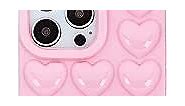 iPhone 14 Pro Max Case for Women, 3D Pop Bubble Heart Kawaii Gel Cover, Cute Girly for iPhone14 Pro Max 6.7 inch - Baby Pink