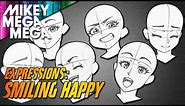 HOW TO DRAW SMILING HAPPY EXPRESSIONS (Real Time)