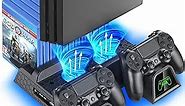 OIVO PS4 Stand Cooling Fan Station for Playstation 4/PS4 Slim/PS4 Pro, PS4 Pro Vertical Stand with Dual Controller EXT Port Charger Dock Station and 12 Game Slots