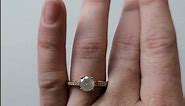 Vintage 14K Rose Gold Hidden Diamond Engagement Ring | Round Salt and Pepper Diamond Wedding Ring