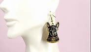 Ebros Egyptian Mythology Cat Goddess Bastet Golden Jewelry Pewter Alloy Dangle Earrings Pair for Girls Women Accessory