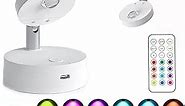 LED Spotlight,Rechargeable Picture Lights,Remote Control Closet spotlights,13 Color Mini Accent Lighting,RGB spotlights,with Remote Stick on Anywhere Rotatable Wall Light(1Pack)
