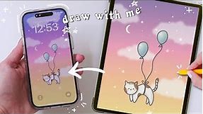 Drawing a cute wallpaper for iPhone 14 Pro ✨ Draw with me - step by step Procreate tutorial
