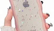 wzjgzdly Curly Wave Shape Case Compatible with iPhone 6 iPhone 6s, Bling Cute Clear Glitter Case for Women Slim Soft Slip Resistant Protective - Pink