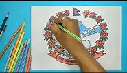 How to draw Coat of arms of Nepal easily, Emblem of Nepal. Logo of Nepal