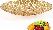 EGMEHOAD Fruit Bowl for Fruit and Vegetables, Holder for Countertop, Kitchen, Counters, Fruit Basket, Home Decor (Gold)