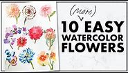 Easiest Way to Paint TEN (MORE) Flowers with Watercolor!