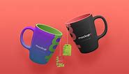 Ceramic Mugs & Tea Labels Hanging Free Mockup | Mockup+