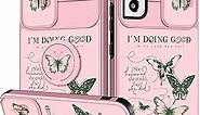 Funermei (2in1 for Samsung Galaxy S22 Case for Women Girls Cute Butterfly Cover Girly Pretty Pink Kawaii Aesthetic Fashion Design with Camera Cover and Ring Stand Funda for Galaxy S22 Phone Cases