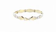 10k Yellow Gold Two Toned Diamond-Cut Bracelet - with Secur