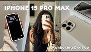 IPHONE 15 PRO MAX 🤍 White Titanium | unboxing, setup + what's on my iphone