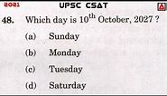 CALENDAR | Which Day Is 10th October, 2027 ? | UPSC PRELIMS | UPSC CSAT