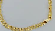 14k Solid Real Yellow Gold Link Charm Bracelet 