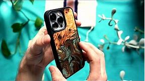 iPhone 13 Pro Wood Resin Carved Case Unpacked