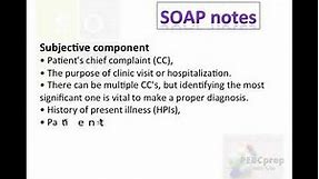 Subjective, Objective, Assessment, Plan (SOAP) notes