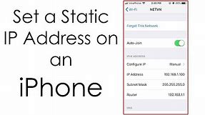 iPhone : Setting a static IP address for wireless network | NETVN