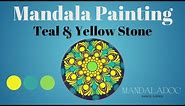Teal & Yellow Mandala Stone