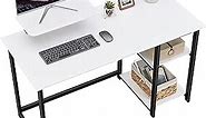 GreenForest Computer Desk with Monitor Stand and Reversible Storage Shelves,39 inch Small Home Office Writing Study Desk for Small Spaces,White