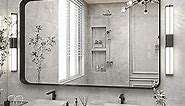 Bathroom Mirror 30x48 inch, Black Gorgeous Deep Frame Wall Mirror, Modern Round Corner Bathroom Vanity Mirror for Bedroom, Living Room, Hanging or Leaning Horizontal or Vertical, Black
