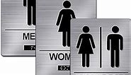 Therwen 3 Pcs Men Women Restroom Sign ADA Compliant Braille Bathroom Door Signs Gender Neutral Unisex Bathroom Sign with Graphical Symbols and Tape for Offices Business Restaurants, 6 x 8 Inch