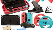 Accessories Kit for Nintendo Switch / Switch OLED Model Games Bundle Wheel Grip Caps Carrying Case Screen Protector Controller